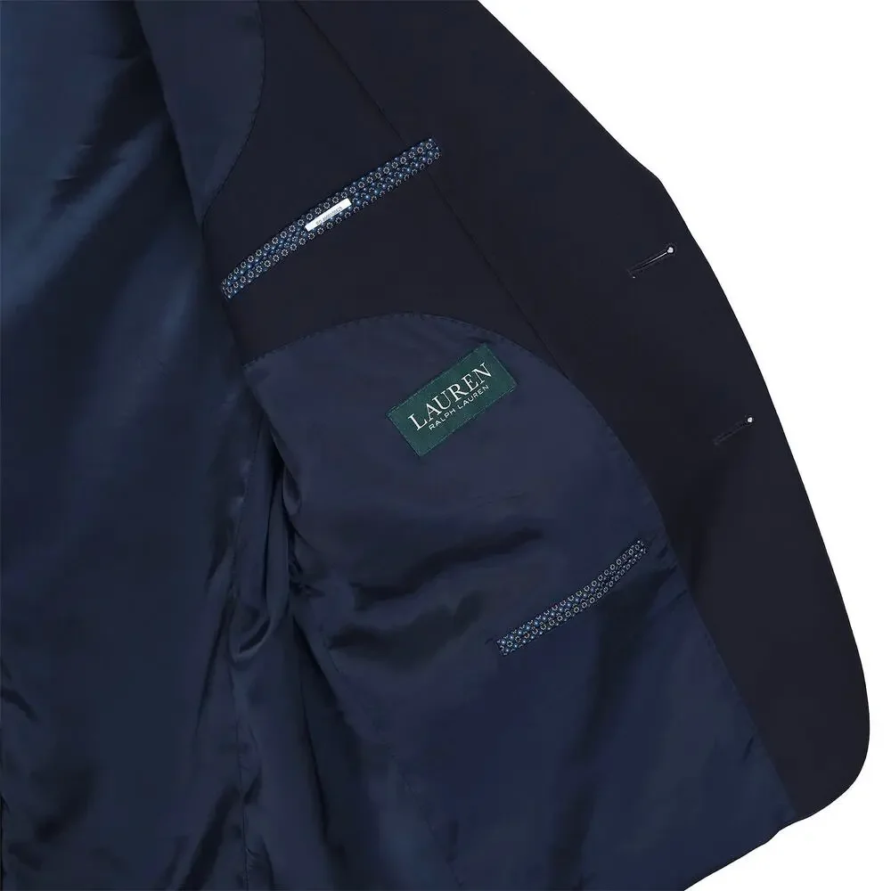 Lauren Ralph Lauren Mens Classic Fit Sport Coat 46R Navy Blue Solid Stretch Wool